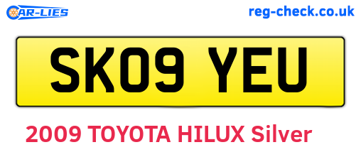 SK09YEU are the vehicle registration plates.