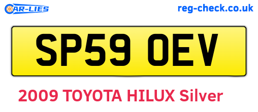 SP59OEV are the vehicle registration plates.