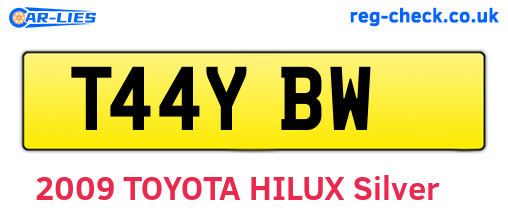 T44YBW are the vehicle registration plates.