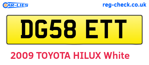 DG58ETT are the vehicle registration plates.