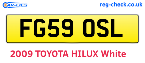 FG59OSL are the vehicle registration plates.