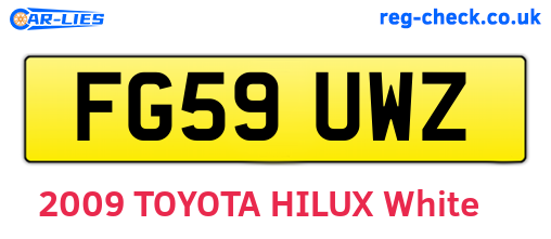 FG59UWZ are the vehicle registration plates.