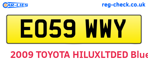 EO59WWY are the vehicle registration plates.