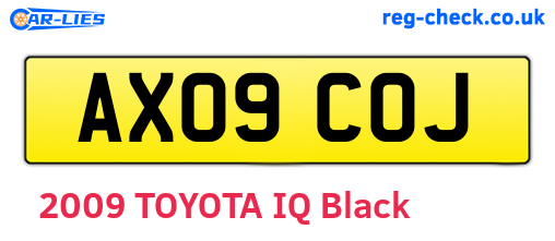 AX09COJ are the vehicle registration plates.