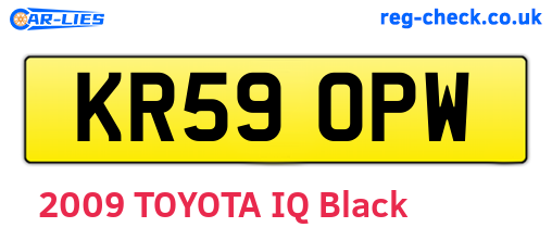 KR59OPW are the vehicle registration plates.