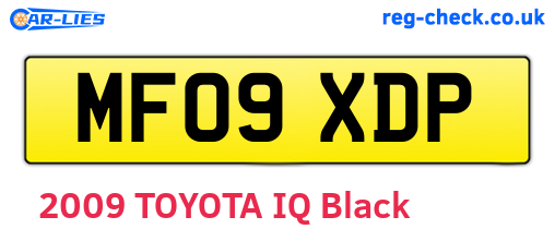 MF09XDP are the vehicle registration plates.