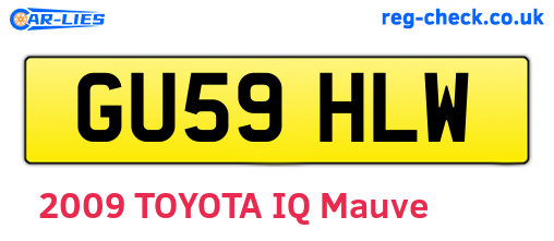 GU59HLW are the vehicle registration plates.