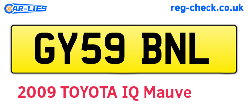 GY59BNL are the vehicle registration plates.