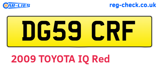 DG59CRF are the vehicle registration plates.