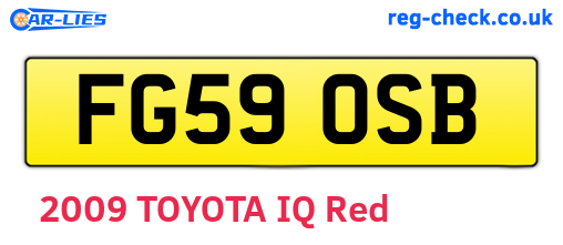 FG59OSB are the vehicle registration plates.