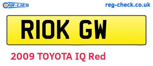 R10KGW are the vehicle registration plates.