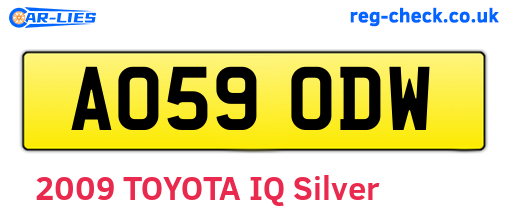 AO59ODW are the vehicle registration plates.