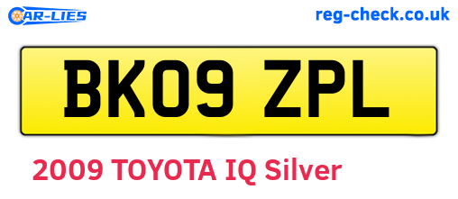 BK09ZPL are the vehicle registration plates.