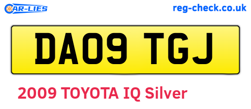 DA09TGJ are the vehicle registration plates.