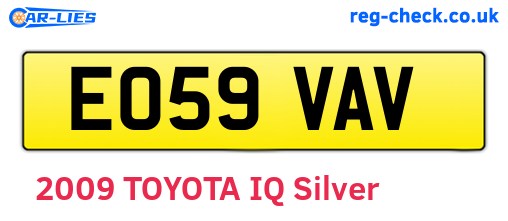 EO59VAV are the vehicle registration plates.