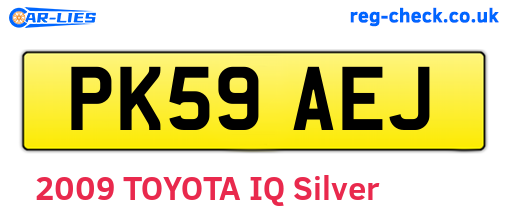PK59AEJ are the vehicle registration plates.