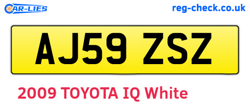 AJ59ZSZ are the vehicle registration plates.