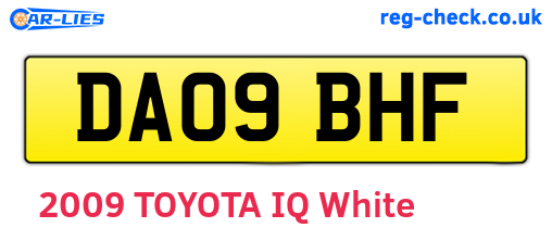 DA09BHF are the vehicle registration plates.