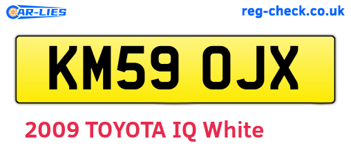 KM59OJX are the vehicle registration plates.