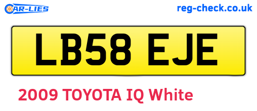 LB58EJE are the vehicle registration plates.