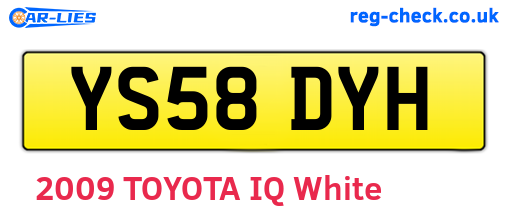 YS58DYH are the vehicle registration plates.