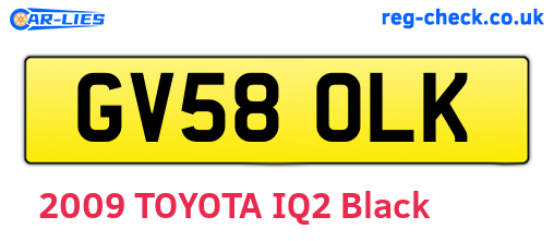 GV58OLK are the vehicle registration plates.