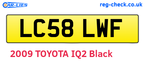 LC58LWF are the vehicle registration plates.
