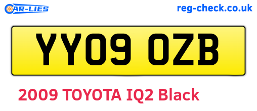 YY09OZB are the vehicle registration plates.