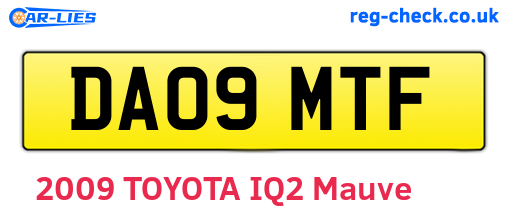 DA09MTF are the vehicle registration plates.