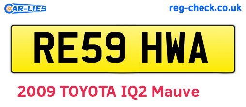RE59HWA are the vehicle registration plates.