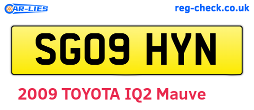 SG09HYN are the vehicle registration plates.