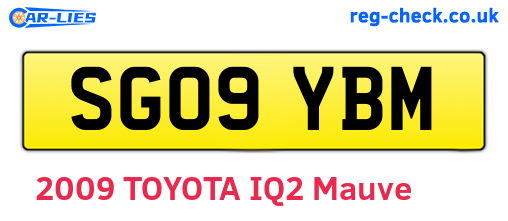 SG09YBM are the vehicle registration plates.