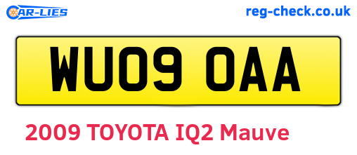 WU09OAA are the vehicle registration plates.