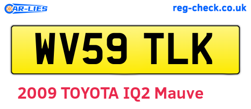 WV59TLK are the vehicle registration plates.