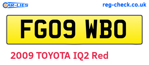 FG09WBO are the vehicle registration plates.