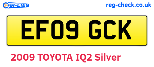 EF09GCK are the vehicle registration plates.