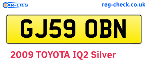 GJ59OBN are the vehicle registration plates.