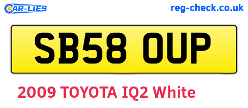 SB58OUP are the vehicle registration plates.