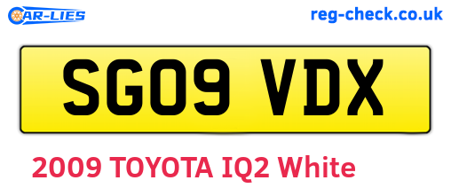 SG09VDX are the vehicle registration plates.