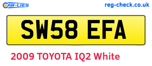 SW58EFA are the vehicle registration plates.