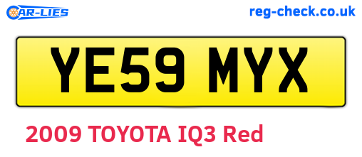 YE59MYX are the vehicle registration plates.