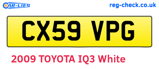 CX59VPG are the vehicle registration plates.