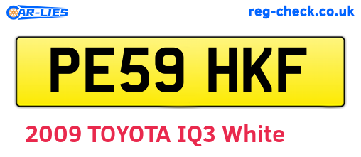 PE59HKF are the vehicle registration plates.