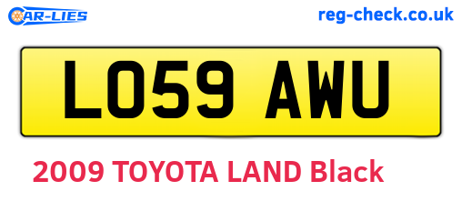 LO59AWU are the vehicle registration plates.