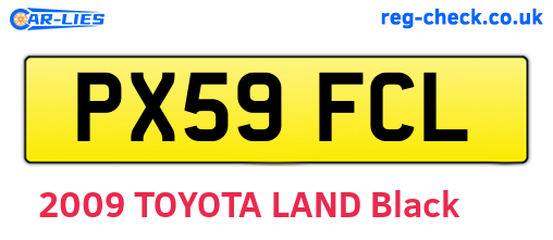 PX59FCL are the vehicle registration plates.