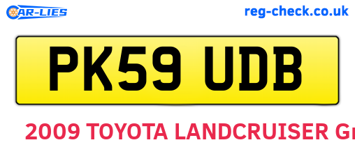 PK59UDB are the vehicle registration plates.