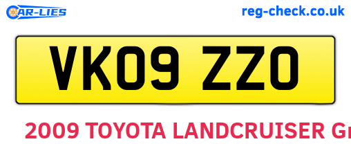 VK09ZZO are the vehicle registration plates.