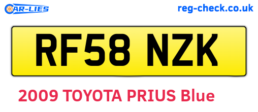 RF58NZK are the vehicle registration plates.
