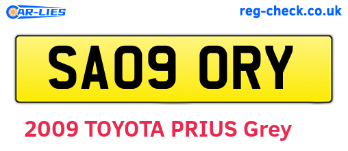 SA09ORY are the vehicle registration plates.