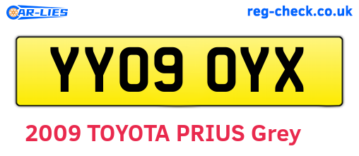 YY09OYX are the vehicle registration plates.
